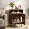 Industrial cat litter box enclosure in brown with open compartment and cat-shaped entry, perfect for storage and pet.