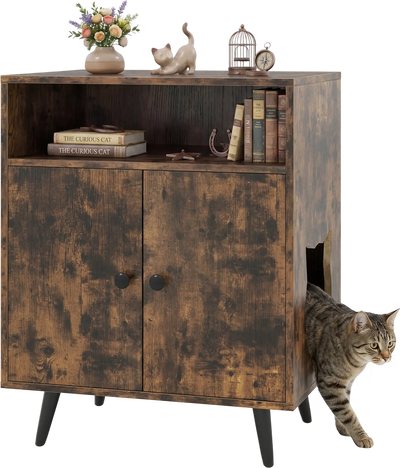 Costway Industrial Cat Litter Box Enclosure Entry Open Compartment 21496378 New