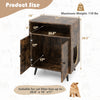 Industrial cat litter box enclosure in brown with double doors, spacious storage, and cat-shaped entry for easy access.
