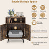 Industrial cat litter box enclosure in brown with spacious tabletop and double-door cabinet for ample storage.