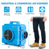 Industrial air scrubber with heavy-duty PPT housing, two-stage filtration, and adjustable airflow for efficient odor.