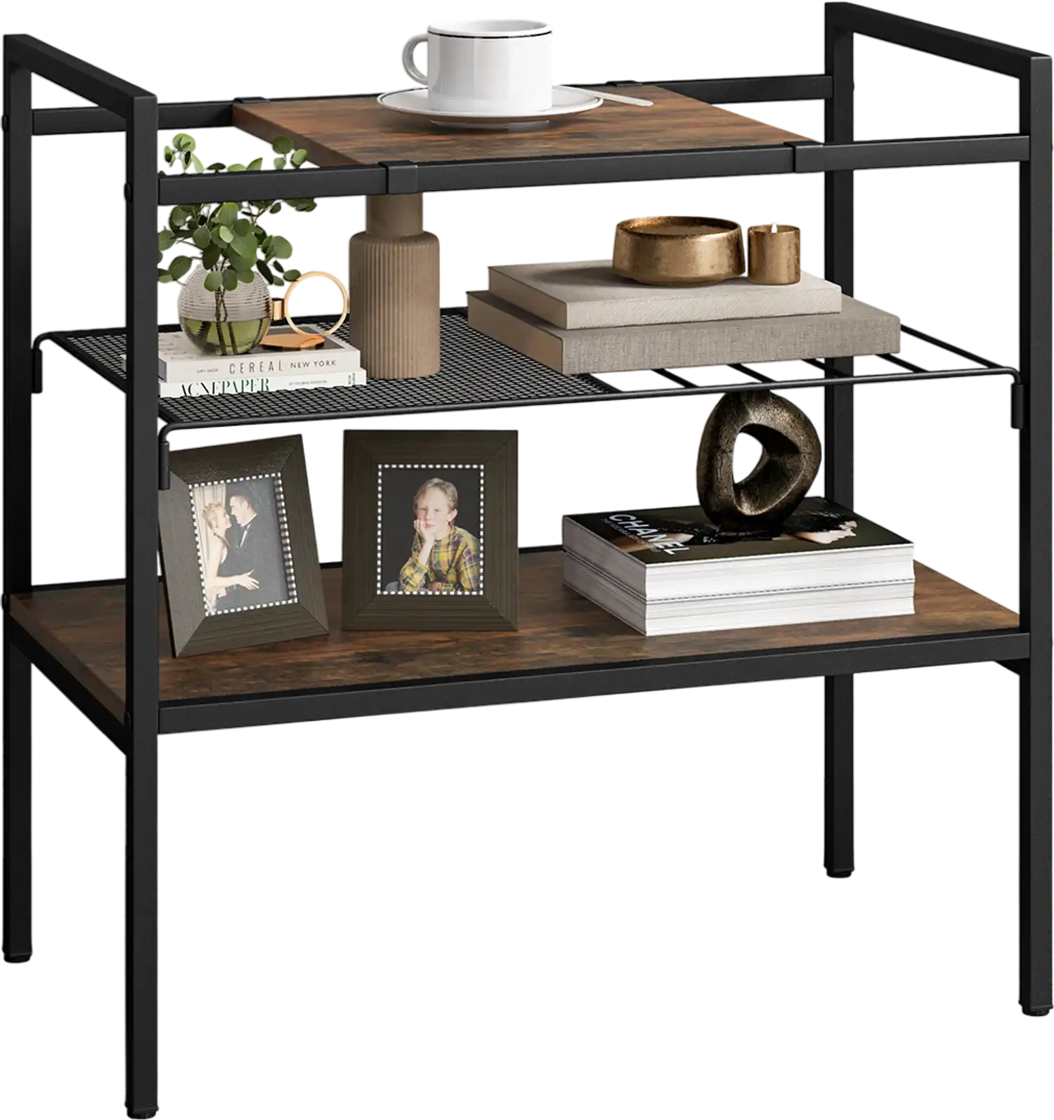 Costway Industrial Entryway Side Table with Removable Panel Mesh Shelf 62179483 New