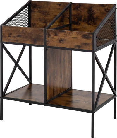 Costway Industrial Side Table Magazine Book Record Holder Metal Frame 24251613 New