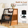 Industrial 3-tier nightstand in rustic brown with metal mesh shelf and adjustable foot pads for versatile storage.