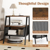 Industrial nightstand with rustic brown wood finish, featuring 3 tiers, metal mesh shelf, and ample clearance for easy.