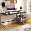 55 Inch Modern Industrial Style Study Writing Desk with 2 Storage Shelves-Black - Gallery View 1 of 10