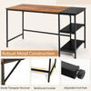 55-inch modern industrial style study desk with two storage shelves, robust metal construction, and adjustable foot.