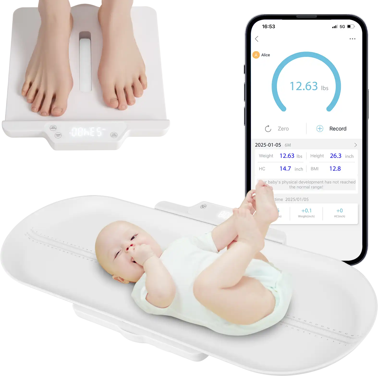 Costway Infant Baby Scale Detachable Tray Body Weight Height Measurement 18240572 New