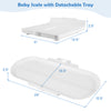 Infant scale with detachable tray, measuring 29" x 12.5", supports up to 330 lbs for weight and height tracking.