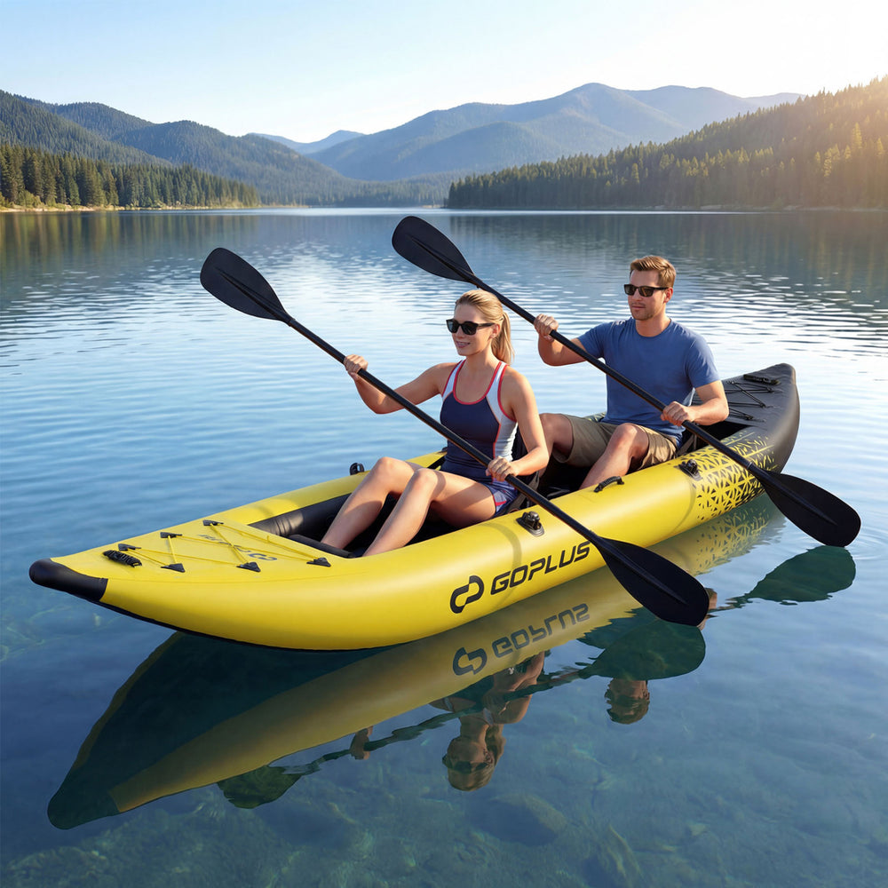 Inflatable 2-person Kayak Set with Aluminium Oars and Repair Kit-Yellow - Gallery View 1 of 10