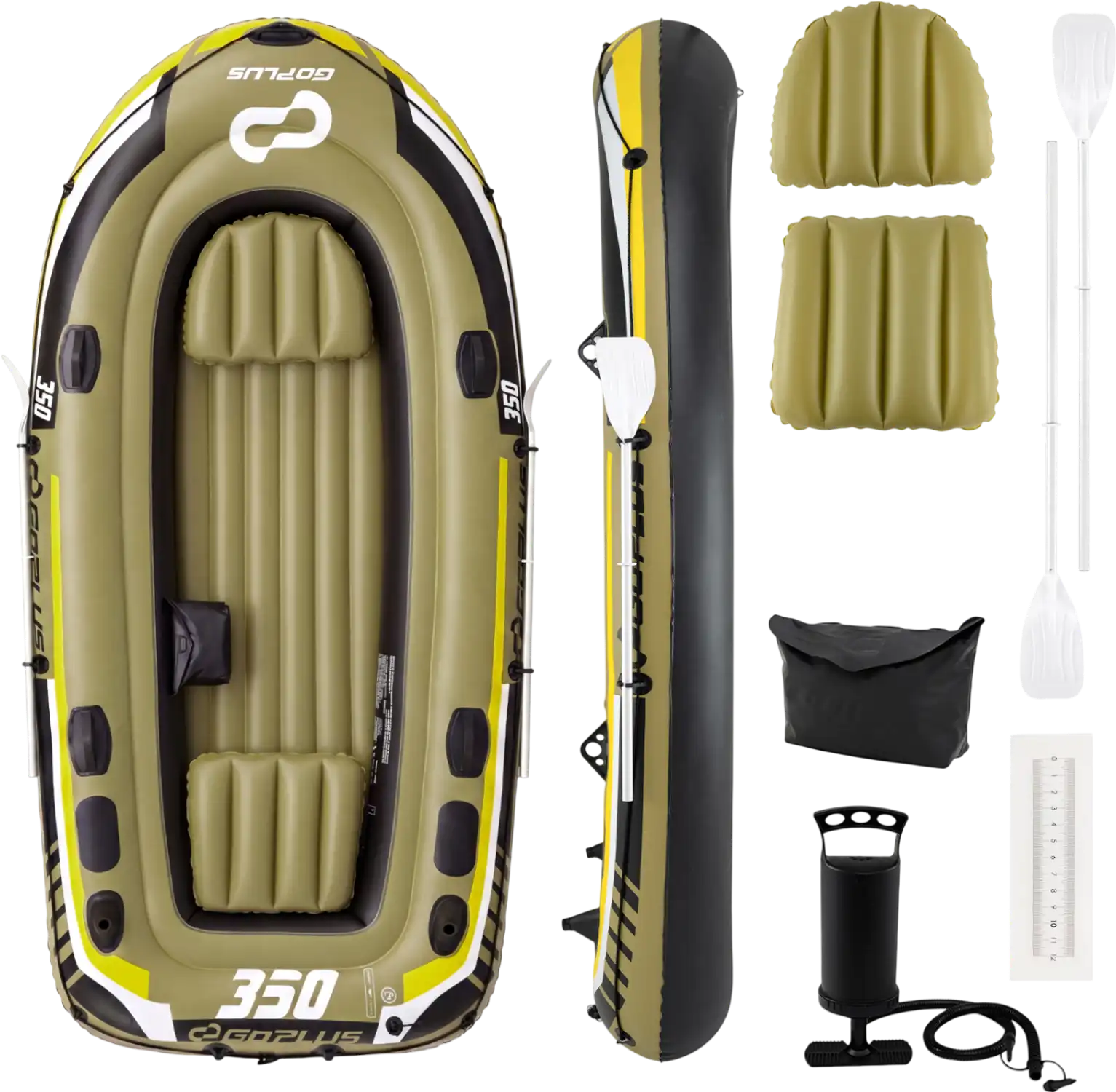 Costway Heavy-Duty Inflatable 4-Person Fishing Raft Boat Set 38352290 New