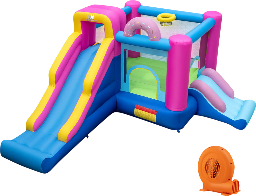 Inflatable Bounce House with Slides and Basketball Hoop (with 750W Blower)
