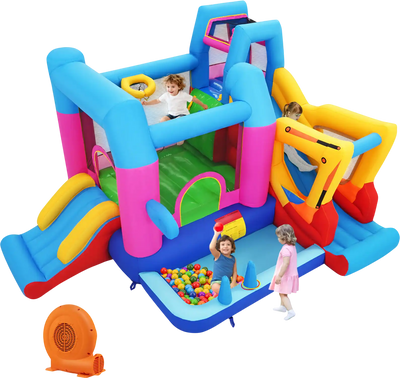 Costway 8-in-1 Excavator Inflatable Bounce House w/ 750W Blower 62403849 New
