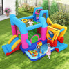 Excavator-themed inflatable bounce house with slides, ball pit, and climbing wall for outdoor fun and active play.