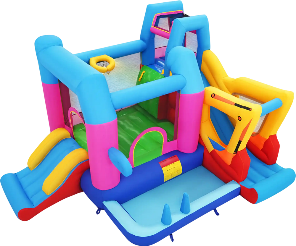 Inflatable Bounce House 8-in-1 Excavator Themed Kids Bouncer