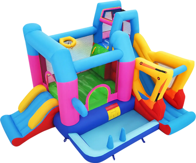 Costway Excavator Themed 8-in-1 Inflatable Bounce House Kids Bouncer 36027832 New