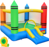 Inflatable Bounce House 2-in-1 Crayon Themed Kids Bouncer with 550W Blower