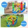 Crayon-themed inflatable bounce house with slide, made of durable 420D Oxford cloth, perfect for outdoor fun.