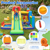 Brightly colored inflatable bounce house accessories include a 750W blower, air pump, and repair patch kit for fun and safety.