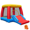 Inflatable bounce house with slide and basketball hoop, made of 420D Oxford fabric, perfect for toddlers' indoor and outdoor fun.