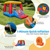 Inflatable bounce house for toddlers featuring a slide and basketball hoop, made of durable 420D Oxford fabric for outdoor fun.