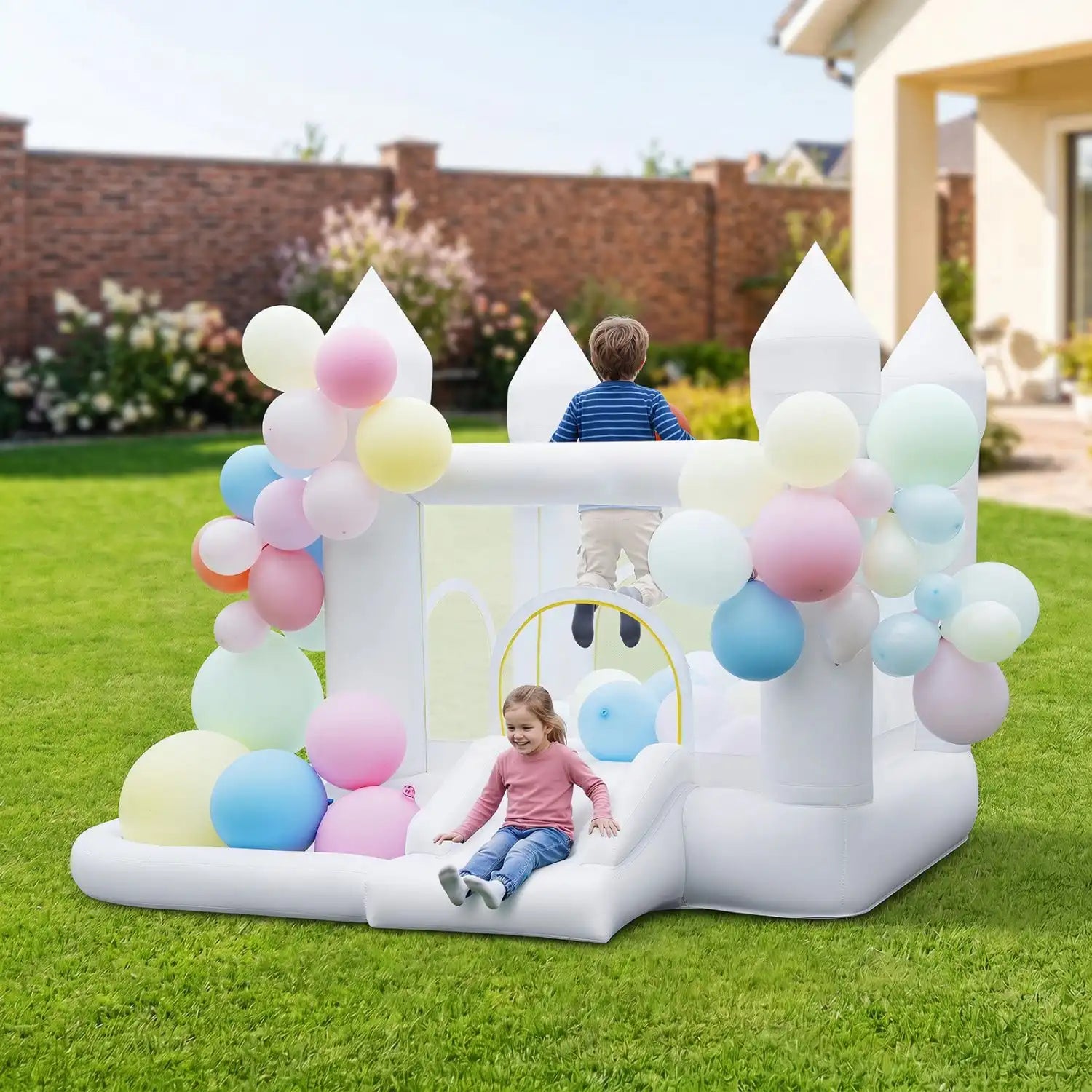 Costway Inflatable Bounce House Jumping Area Basketball Hoop 370W Blower 71495073 New