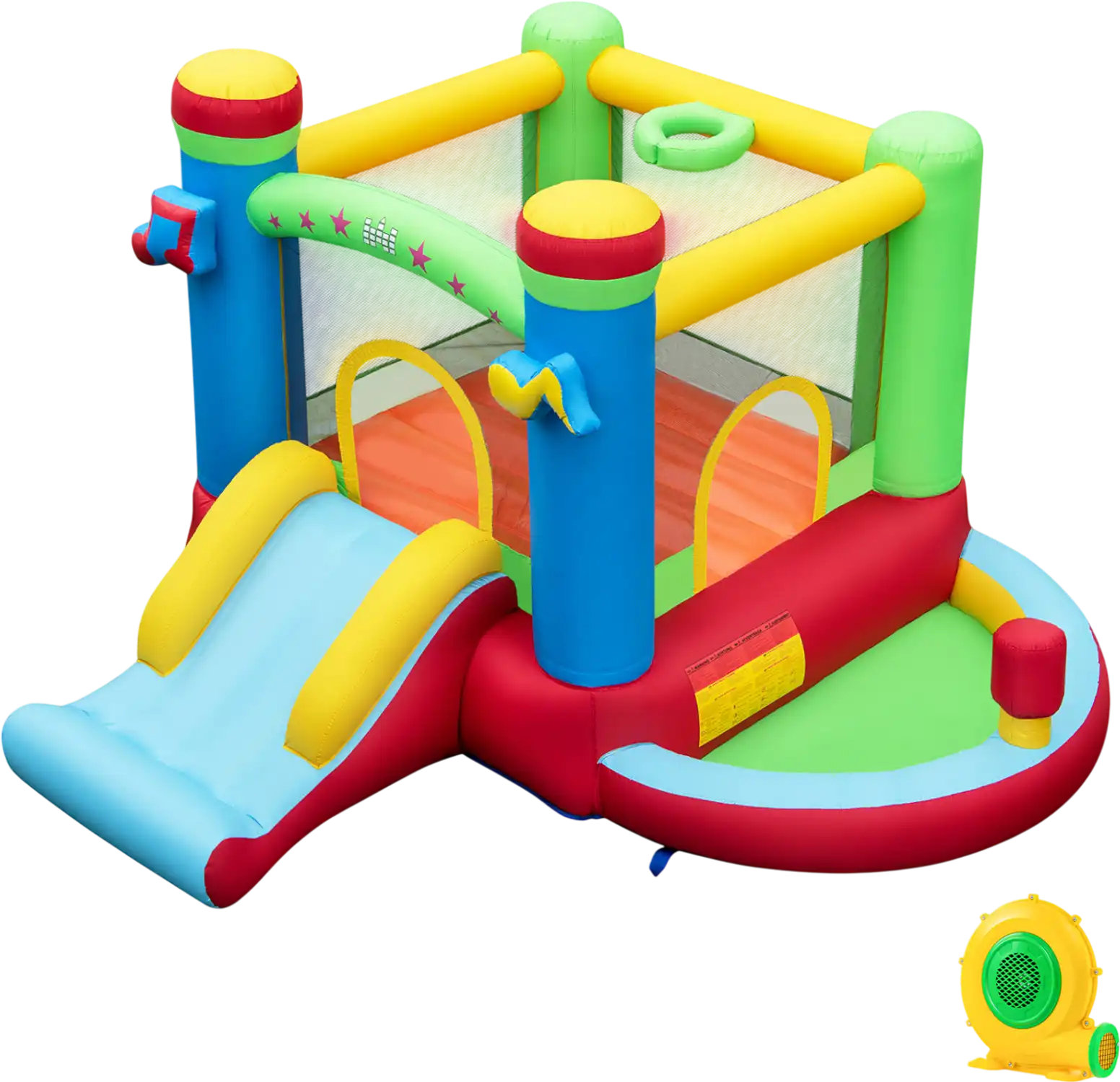 Costway Kids Music-Themed Inflatable Bounce House Castle w/ 550 Blower 22525849 New