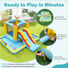 Inflatable Bounce House with slide and tunnel, made of durable oxford fabric, perfect for kids' outdoor fun.