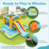 Inflatable Bounce House 7-in-1 with slide and tunnel, made of durable oxford fabric, ready for outdoor fun.