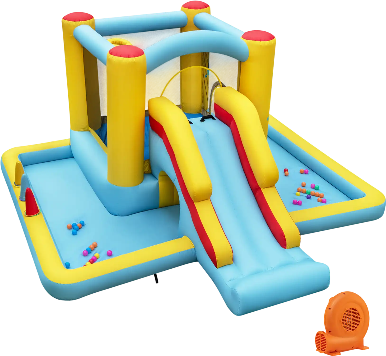 Costway 7-in-1 Inflatable Bounce House Bouncy Castle w/ Slide Tunnel & 550W Blower 35864927 New