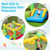 Smiley face inflatable bounce house with slide and basketball hoop, perfect for outdoor fun and kids' entertainment.