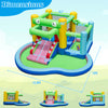 5-in-1 inflatable bounce house with slide and splash pool, featuring colorful design and durable waterproof fabric.