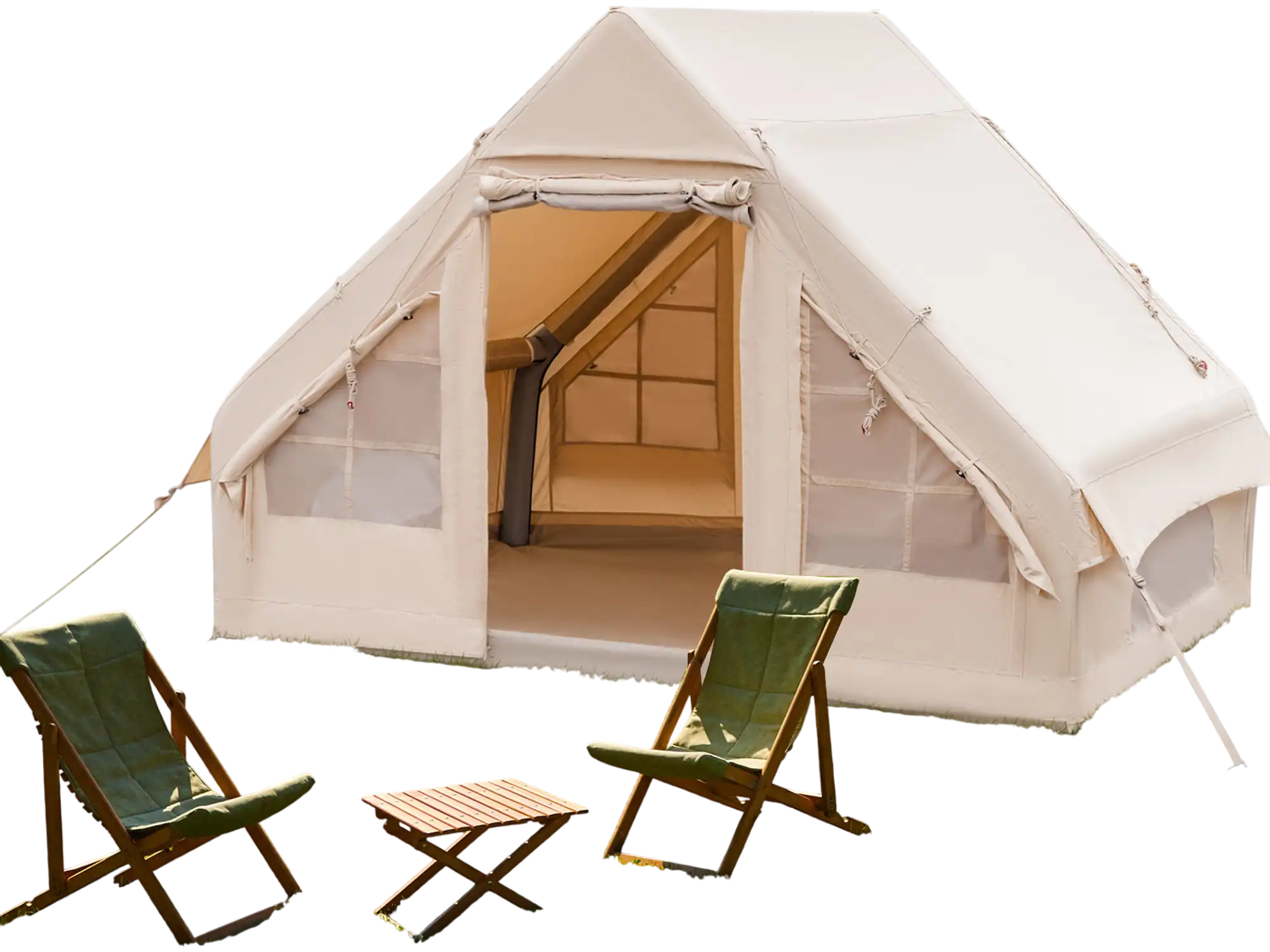 Costway Inflatable Camping Gazebo Tent 4-6 Person Beige w/ Pump 29146835 New