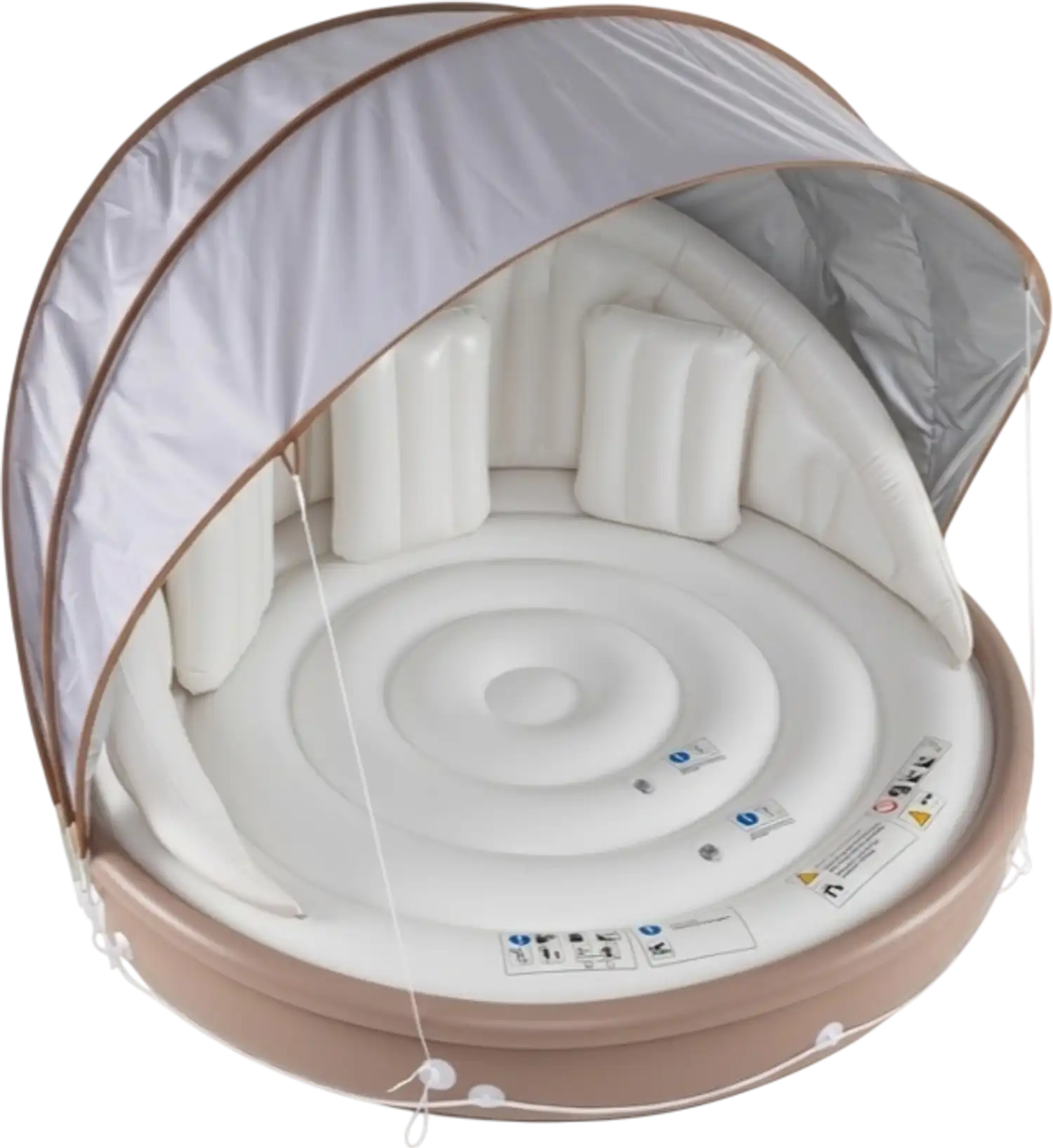 Costway Inflatable Canopy Island Tanning Pool Lounger Float Retractable Canopy 139675842 New
