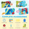 Inflatable Double Water Slide Park with water cannon, climbing wall, and complete accessories for outdoor fun.