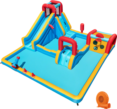 Costway 9-in-1 Inflatable Double Water Slide Park Bounce House w/ 750W Blower 723958164 New