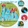 Inflatable Double Water Slide Park featuring a long slide, climbing wall, and water cannon for outdoor fun and.