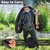 Inflatable fishing float tube in green with adjustable shoulder straps, convenient handle, and storage for angling gear.