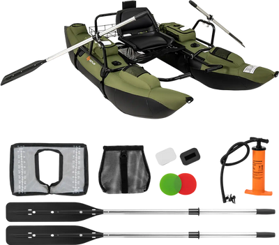 Costway Inflatable Fishing Float Tube Foldable Padded Seat Adjustable Footrest 33016419 New
