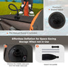 Inflatable fishing float tube in gray with pump, featuring storage pockets and fish ruler for convenient fishing trips.