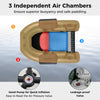 Inflatable fishing float tube with 3 air chambers, adjustable backrest, and fish ruler for safe angling and storage.