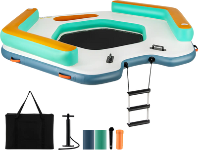 Costway 8.7' Inflatable Floating Dock w/ Detachable Ladder & Mesh Swim Lounge 47563128 New