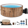 Inflatable 72-inch hot tub with wood finish, 120 air jets, and electric heater pump for 4-6 people, ideal for.