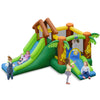 Kids inflatable jungle bounce house with multiple play areas, featuring slides and safety nets for fun and secure play.