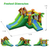 Kids inflatable jungle bounce house with slides and climbing wall, made of durable PVC fabric, ideal for outdoor fun.