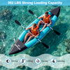 Two-person inflatable kayak in blue with aluminum paddles, ideal for fishing, drifting, and exploring.
