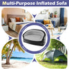 Portable inflatable loveseat couch in grey, perfect for camping, beach, or living room use. Flocked surface for comfort.