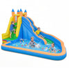 Inflatable Mighty Bounce House with water slide, featuring colorful design and children playing in the splash pool.