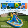 Inflatable Mighty Bounce House Jumper with water slide, featuring large mesh windows for easy setup and play.