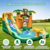 Monkey-themed inflatable bounce house with slide, showcasing protective mesh walls and vibrant colors for safe outdoor.